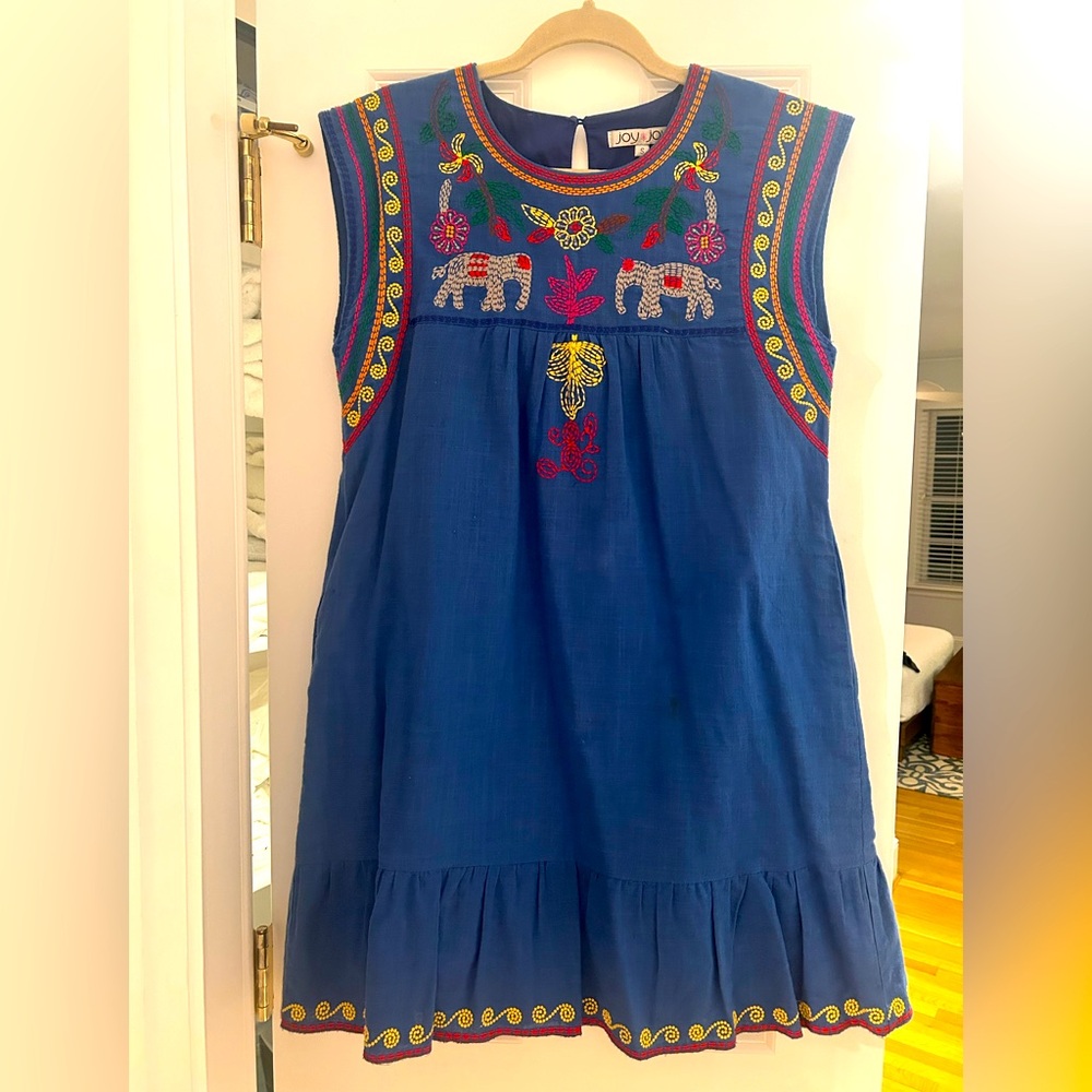 Joy Joy embroidered blue dress Women’s size S